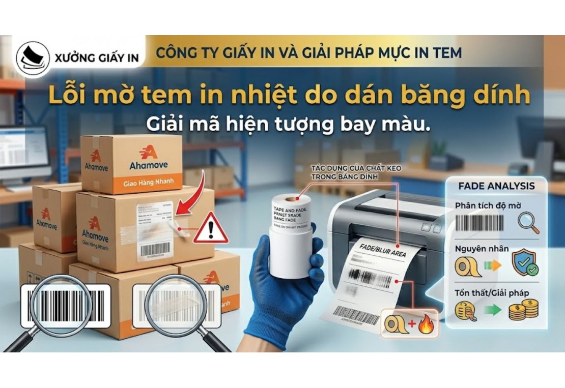 Lỗi mờ tem in nhiệt do dán băng dính - Giải mã hiện tượng bay màu