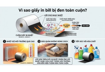 Vì sao giấy in bill bị đen toàn cuộn?