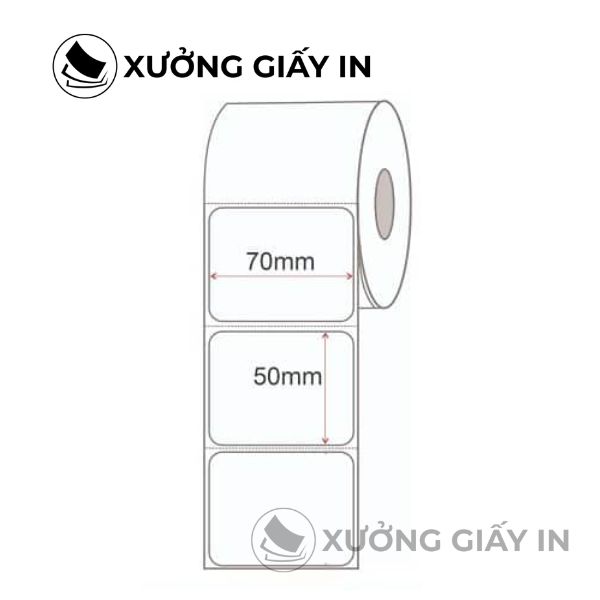 Giấy in tem nhiệt 70x50mm cuộn 30m cho máy in nhãn Xprinter XP-350B