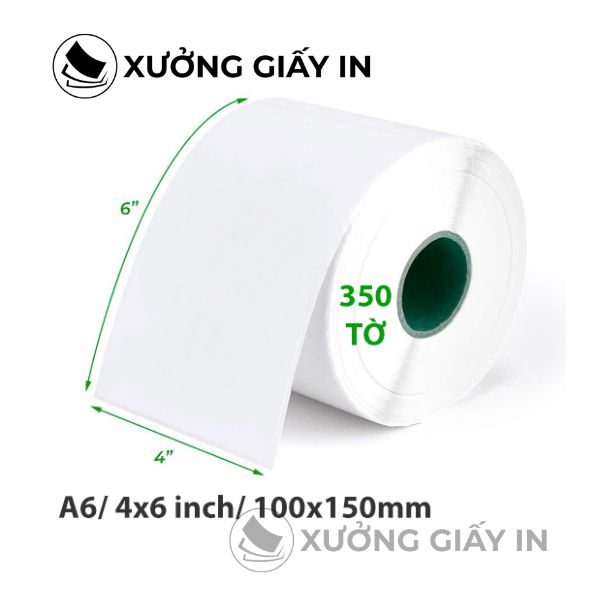 Giấy in nhiệt A6 (100x150mm) – Cuộn 54m, 350 Tem In Đơn Hàng TMĐT
