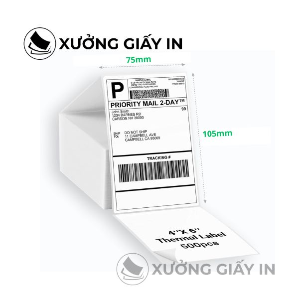 Giấy in nhiệt A7 dạng tệp 75x105mm – Tệp 500 Tem In Đơn Hàng TMĐT