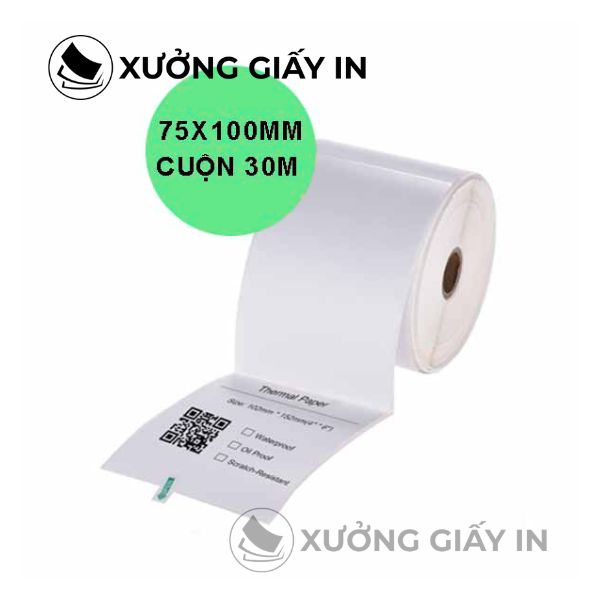 Giấy In Hóa Đơn Shopee 75x100x30M cuộn 30m - Số lượng 300 tem/cuộn