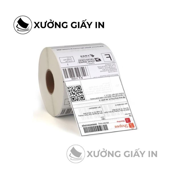 Giấy In Hóa Đơn Shopee 75x100x30M cuộn 30m - Số lượng 300 tem/cuộn