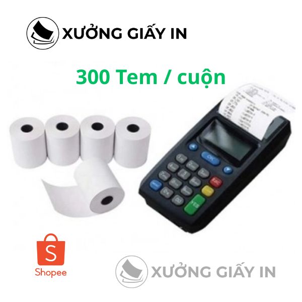 Giấy In Hóa Đơn Shopee 75x100x30M cuộn 30m - Số lượng 300 tem/cuộn