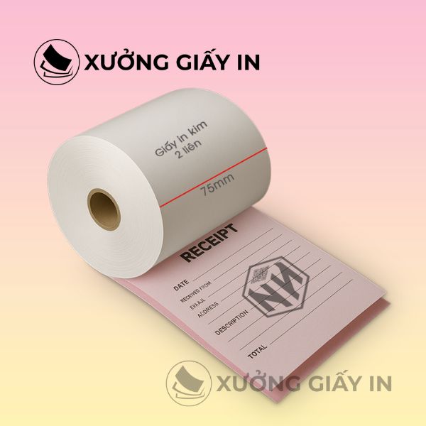 Giấy in bill 2 liên K75 (Carbonless) cho máy in kim Epson TM-U220, TM-U200, TM-U295