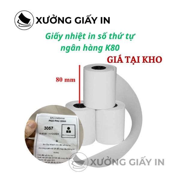 Giấy in phiếu gọi món K80, K57 nhiệt - Giấy in menu, order món ăn chuyên dụng