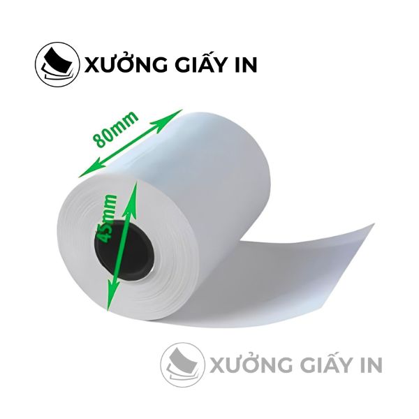 Giấy in bill K80X45 cuộn 14m –  In hóa đơn 100 cuộn/thùng