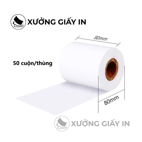 Giấy in bill K80x80 cuộn 50m – Thùng 50 cuộn, giấy in nhiệt POS