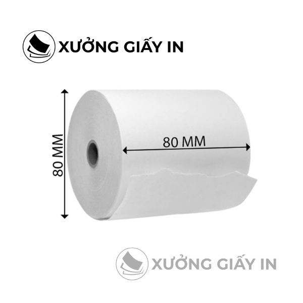 Giấy in bill K80x80 cuộn 50m – Thùng 50 cuộn, giấy in nhiệt POS