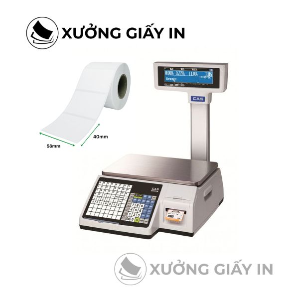 Decal nhiệt 58x40mm in tem cân điện tử - Tem nhãn siêu thị, trái cây, thực phẩm sạch