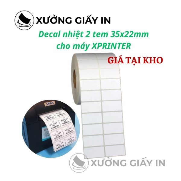 Decal nhiệt 2 tem 35x22mm cho máy in Xprinter XP-350B, 360B, 365B, 350BM, 330B