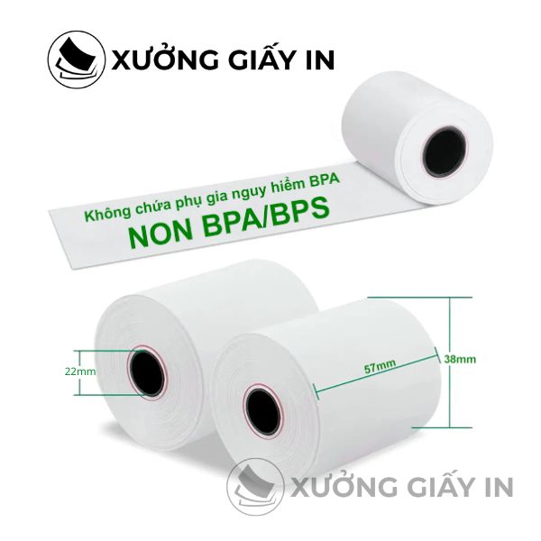Giấy in bill máy POS cầm tay K57 phi 38mm – In nhiệt máy quẹt thẻ ngân hàng