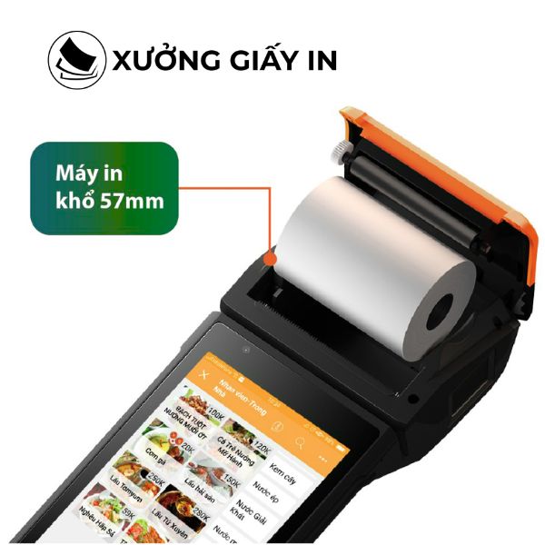 Giấy in bill K57 dùng cho POS Sunmi cầm tay V1, V1s, V2, V2s, P1, P2